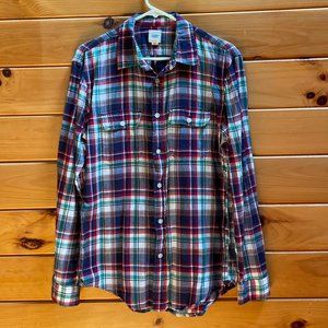 Lands End Canvas broadcloth button down plaid shirt